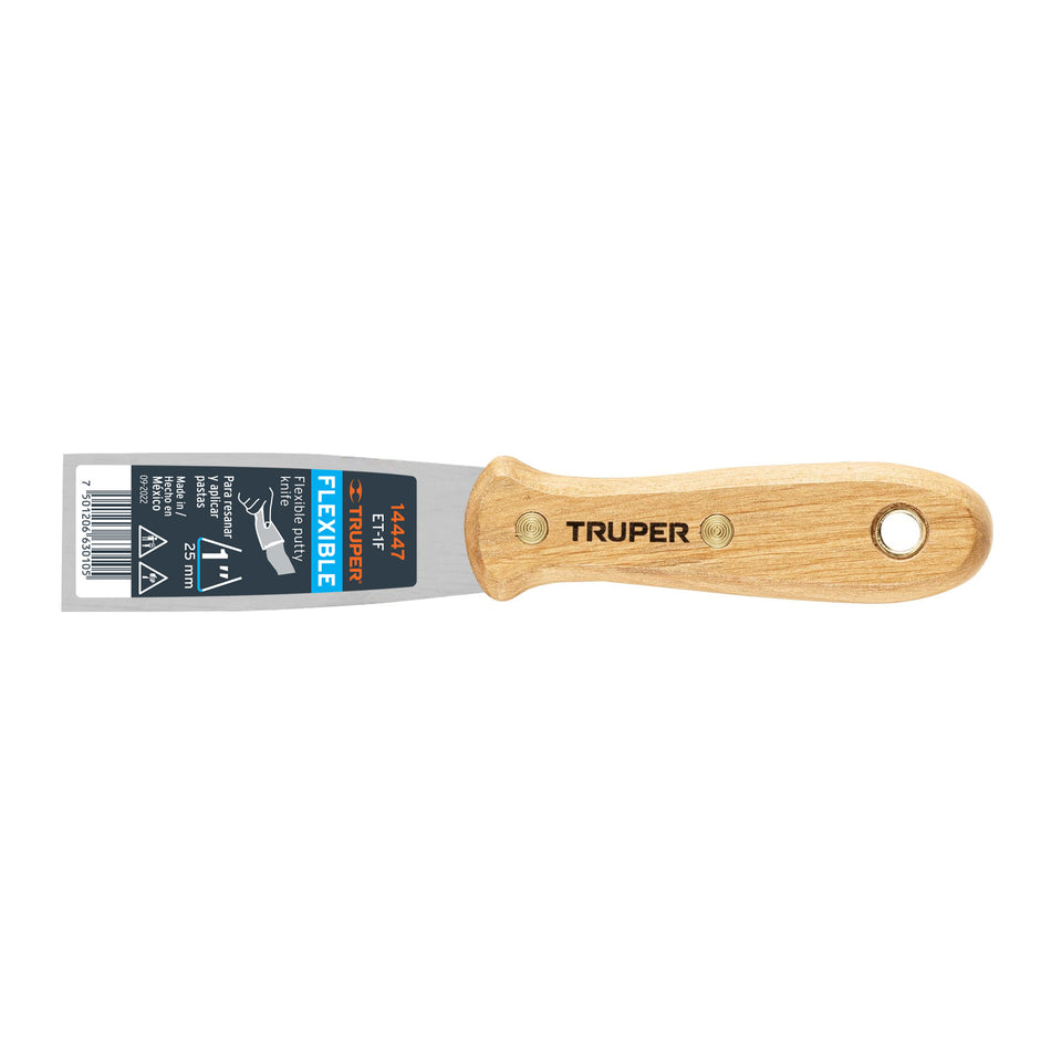 Espátula flexible 1' con mango de madera, Truper Caja con 6, 14447