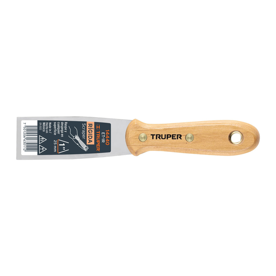 Espátula rígida 1' con mango de madera, Truper Caja con 6, 14440