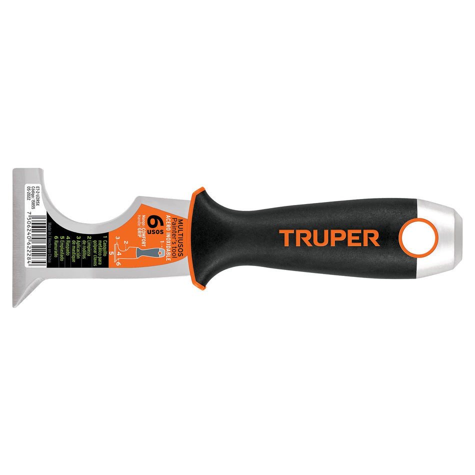 Espátula 2-1/2' de 6 usos, acero inox, Comfort Grip, Expert Caja con 6, 15855