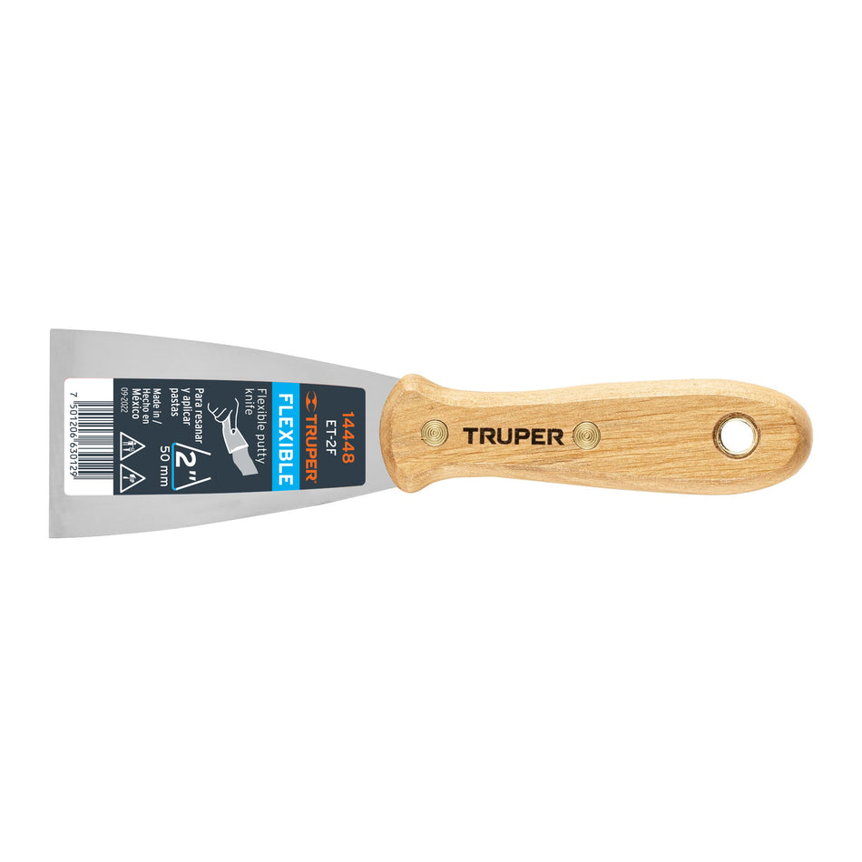 Espátula flexible 2' con mango de madera, Truper Caja con 6, 14448
