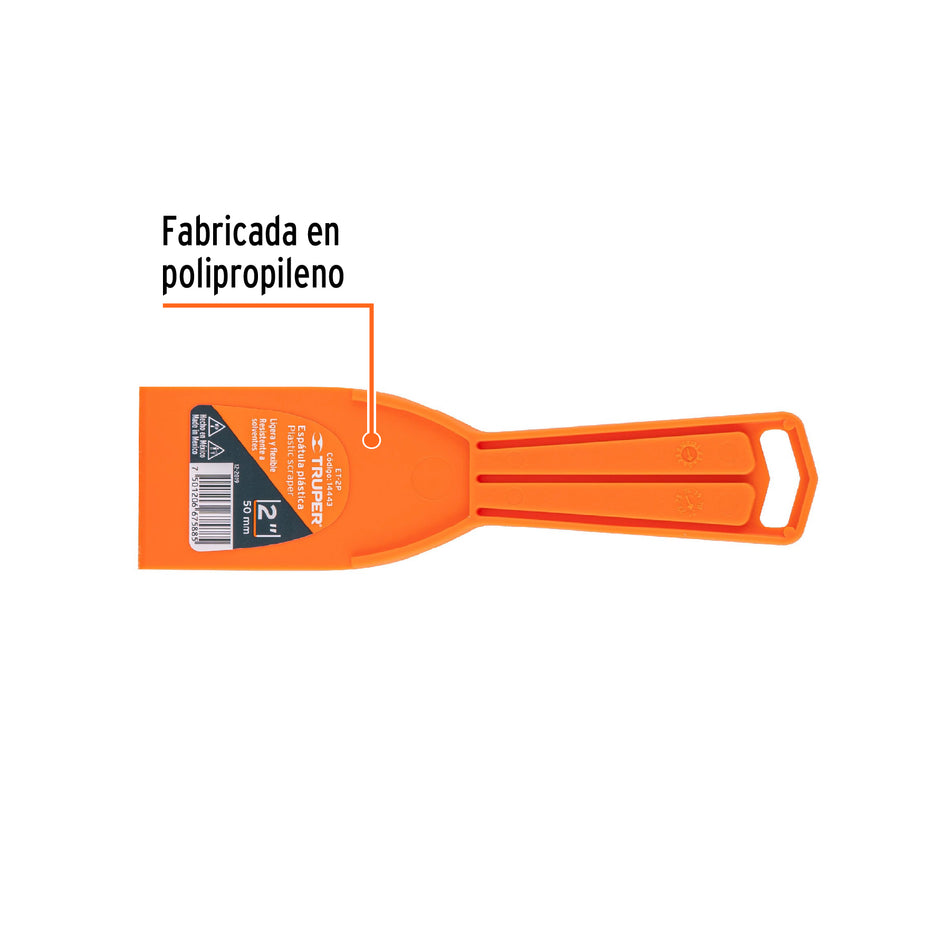 Espátula plástica de 2', Truper Caja con 6, 14443