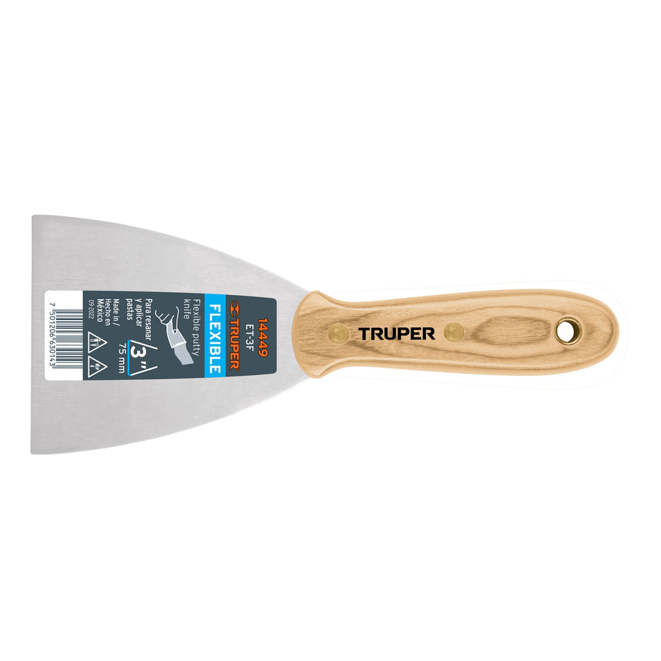 Espátula flexible 3' con mango de madera, Truper Caja con 6, 14449