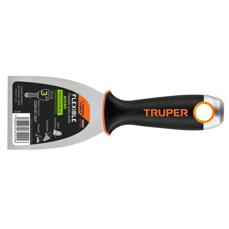 Espátula flexible 3' acero inox. mango Comfort Grip, Expert Caja con 6, 15851