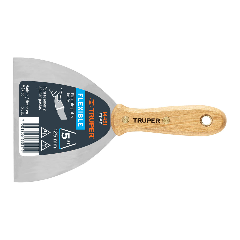 Espátula flexible 5' con mango de madera, Truper Caja con 6, 14451