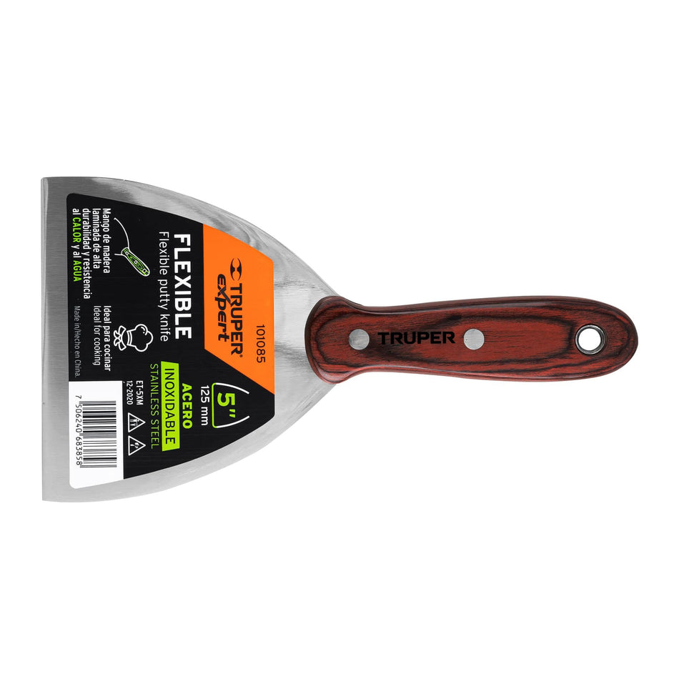 Espátula 5' acero inoxidable con mango de madera, Expert Caja con 6, 101085
