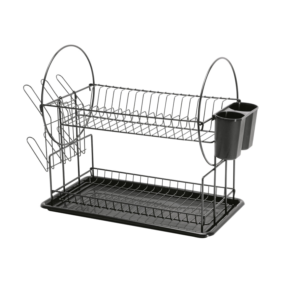 Escurridor negro de acero con 2 niveles para trastes Caja con 2, 47501