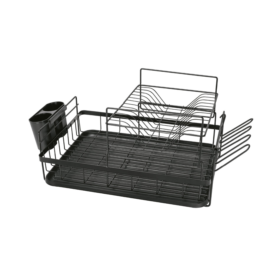 Escurridor negro de acero con 2 niveles para trastes, grande, 47502
