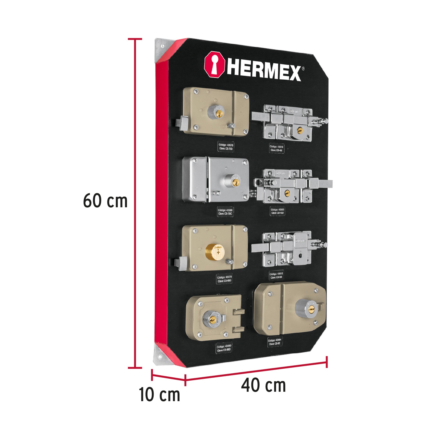 Exhibidor con cerraduras, Hermex, 56363