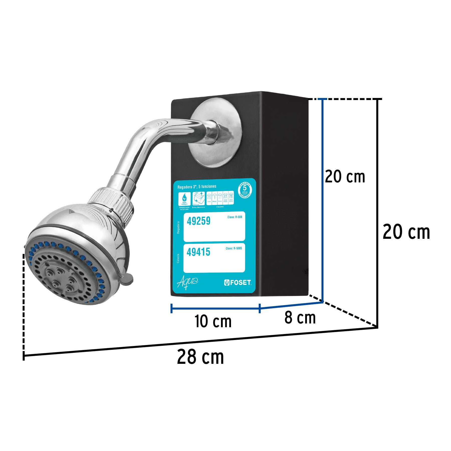 Exhibidor con regadera R-508, Foset, 55601