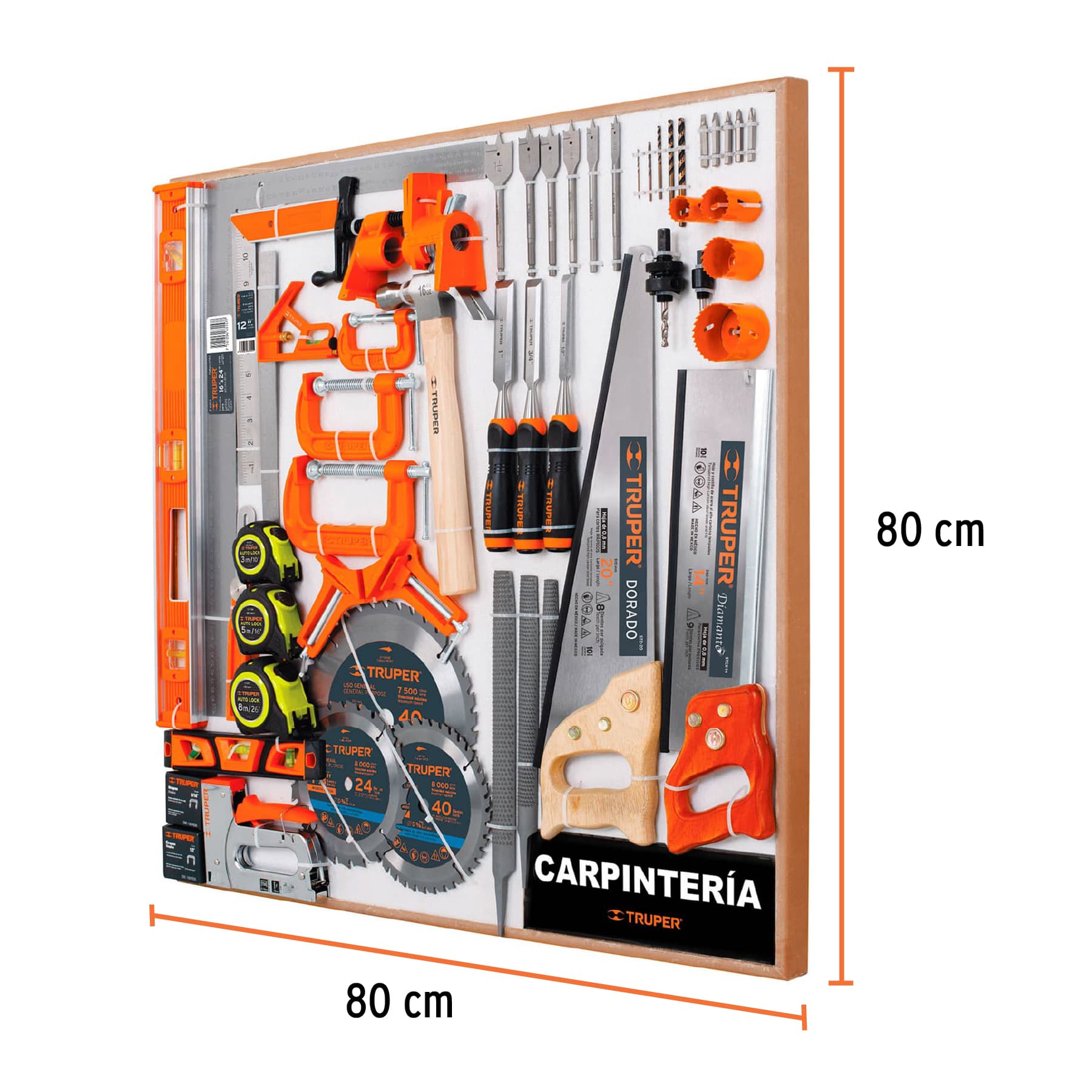 Exhibidor de Carpintería, 80x80 cm, 1 tablero, 55907