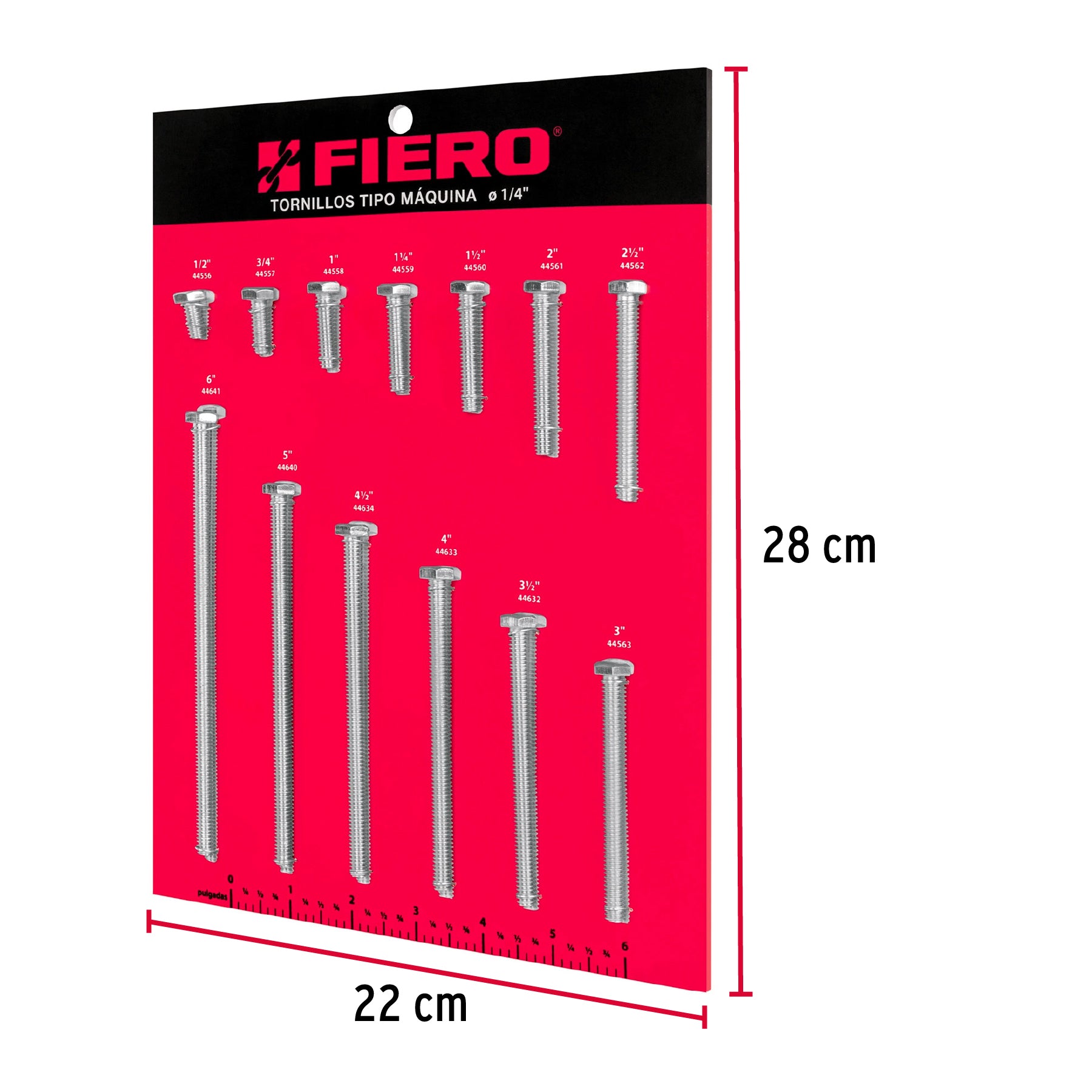 Exhibidor Fiero con tornillos tipo máquina, 1/4', 55896