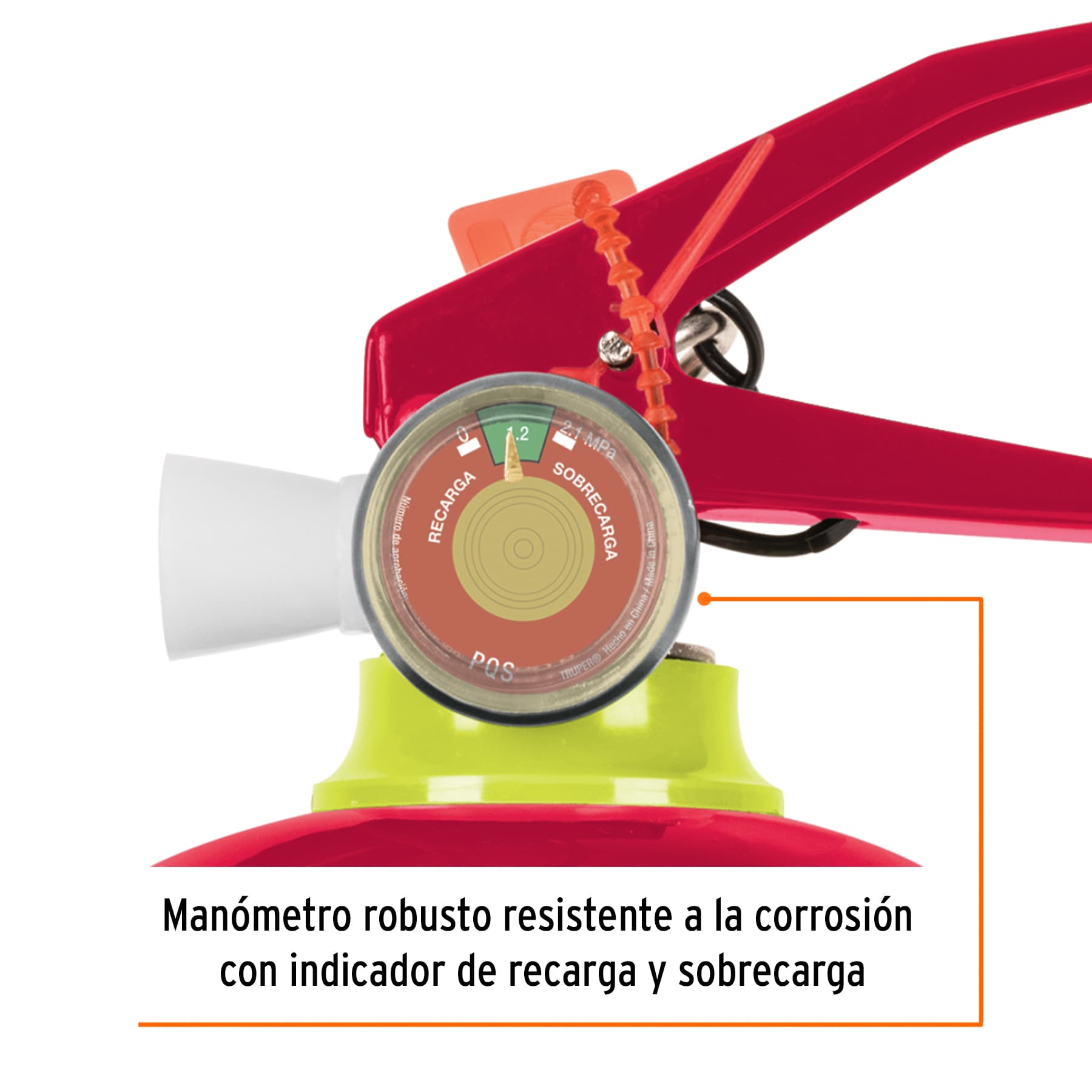 Extintor portátil recargable 1 kg, polvo tipo ABC, Truper Caja con 2, 100276