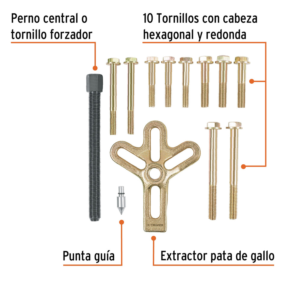 Extractor pata de gallo, 13 piezas, Truper Caja con 4, 14510