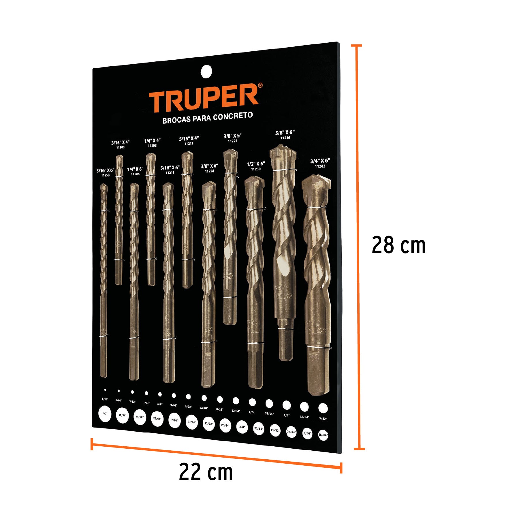 Exhibidor Truper de brocas de concreto, 55564