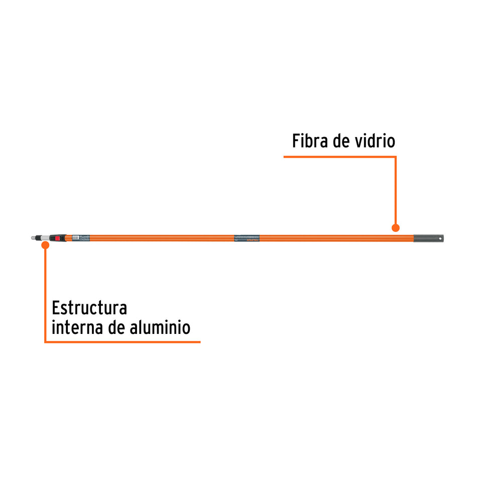 Extensión de 3.6 m de fibra de vidrio para rodillo, Truper Caja con 6, 10546