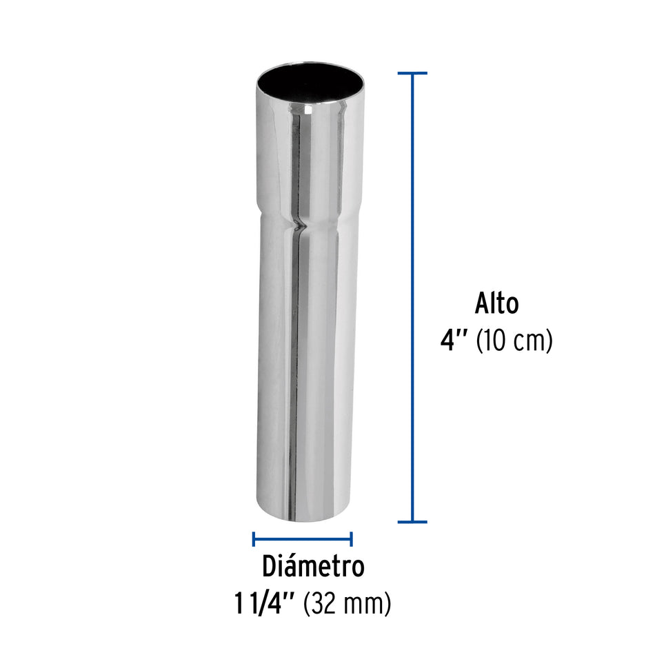 Extensión 10 cm latón cromado para contra de lavabo, 1-1/4' Caja con 6, 49295