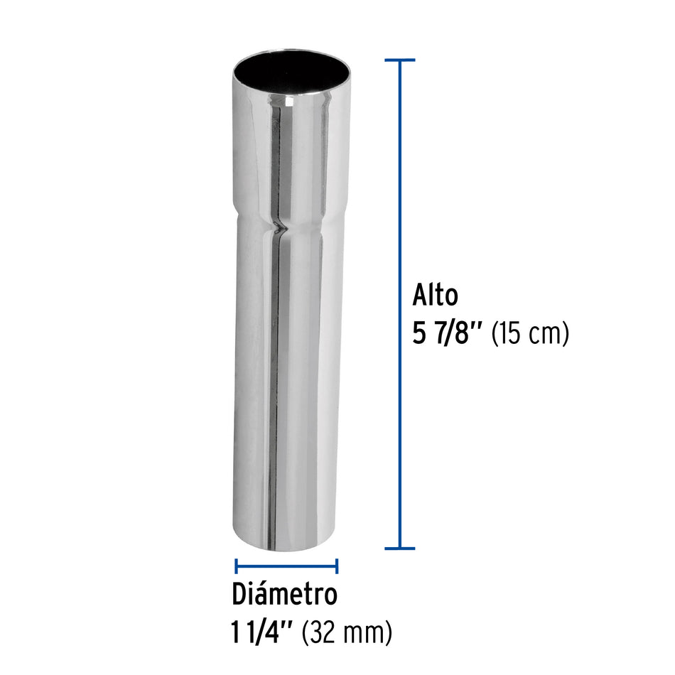Extensión 15 cm latón cromado para contra de lavabo, 1-1/4' Caja con 6, 49296
