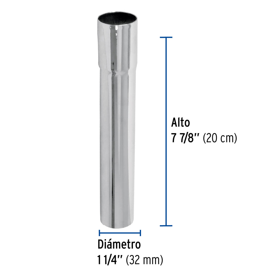 Extensión 20 cm latón cromado para contra de lavabo, 1-1/4' Caja con 6, 49297