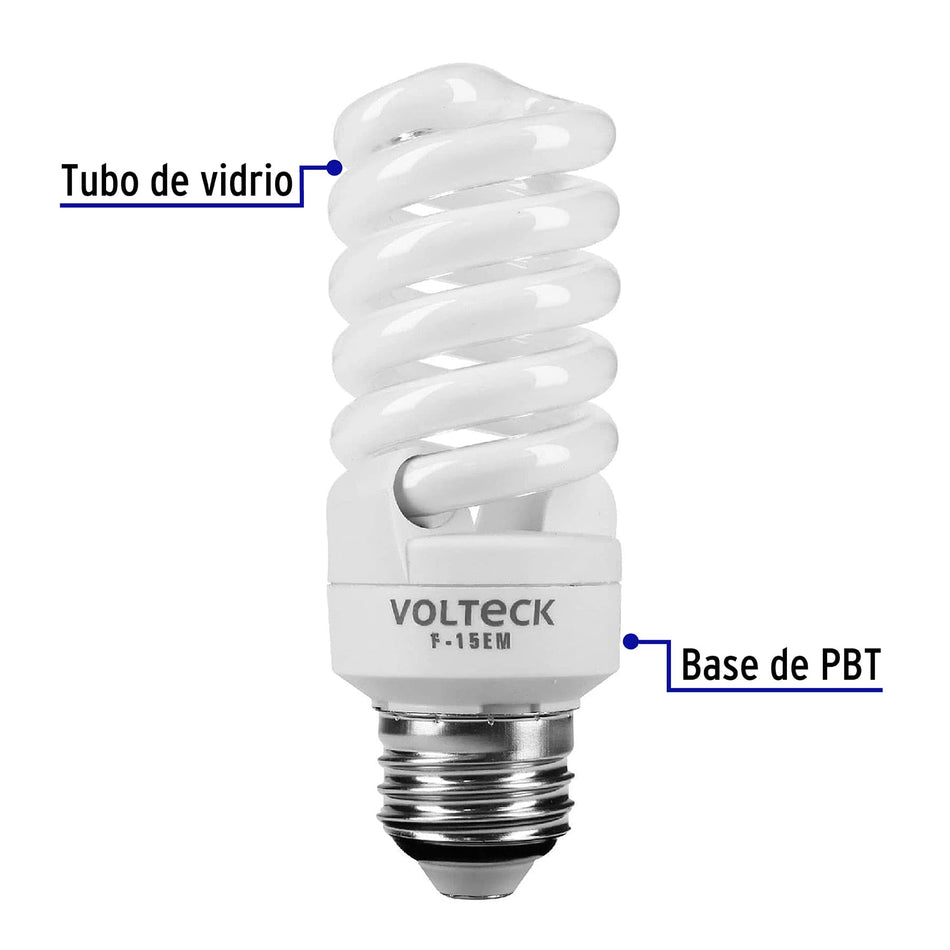 Pack de 4 lámparas espiral mini T2 15 W luz de día, en caja Caja con 4, 48509