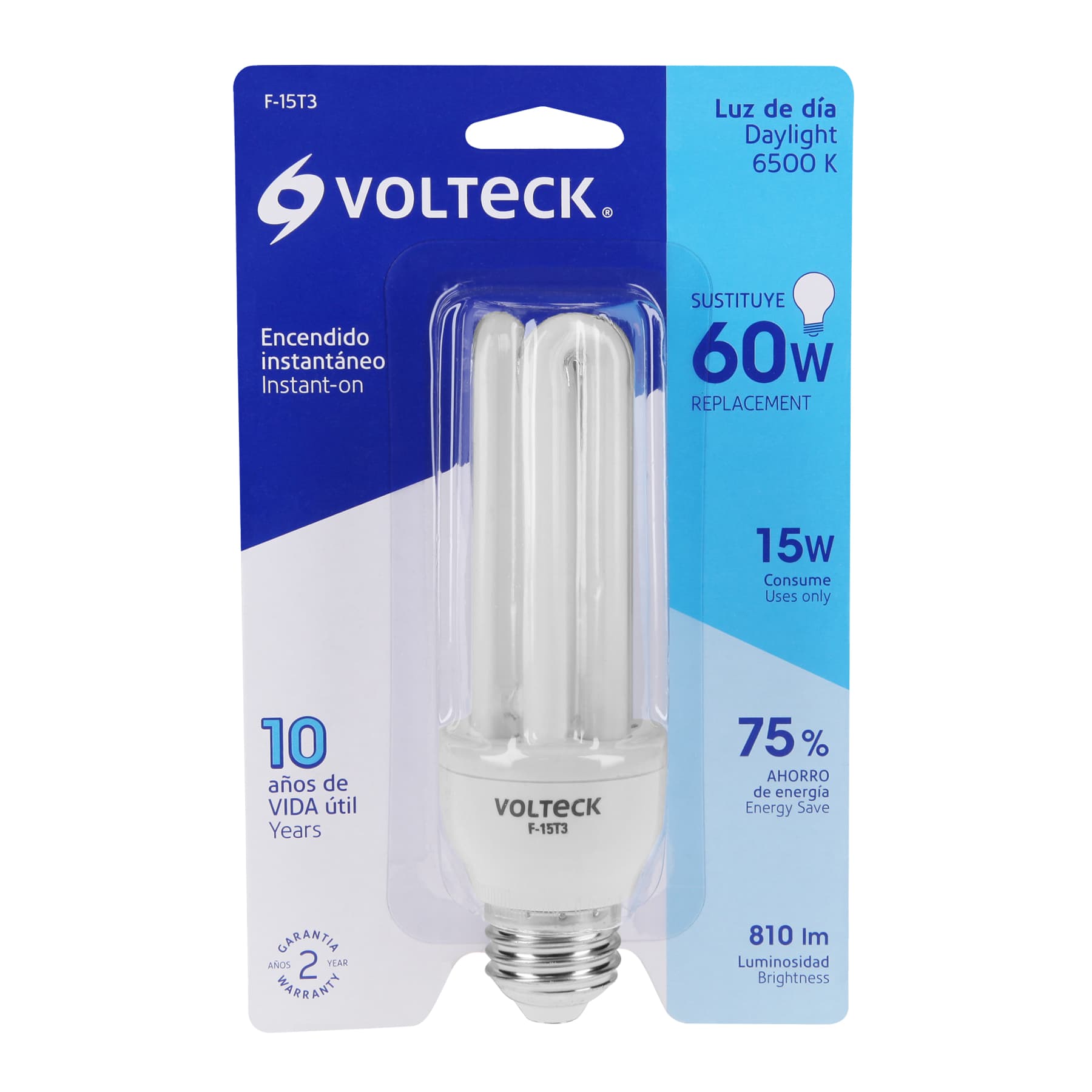 Lámpara triple T3 15 W luz de día en blíster, Volteck, 46844