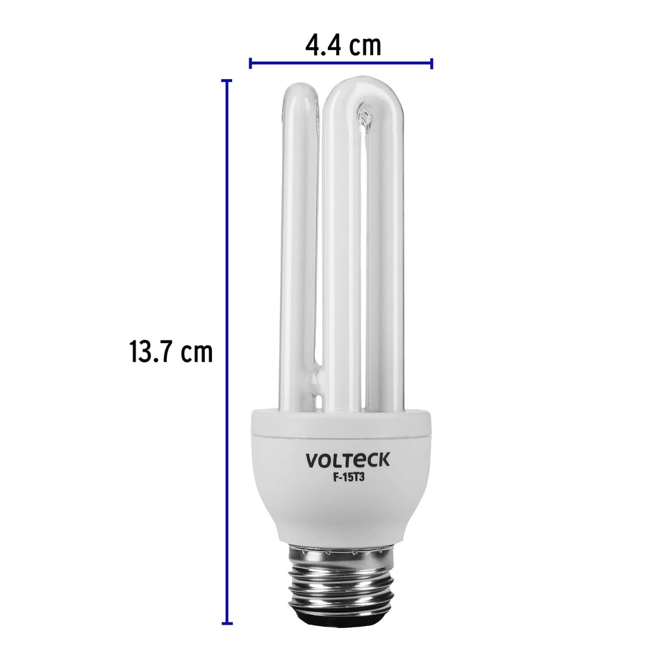 Lámpara triple T3 15 W luz de día en blíster, Volteck Caja con 4, 46844
