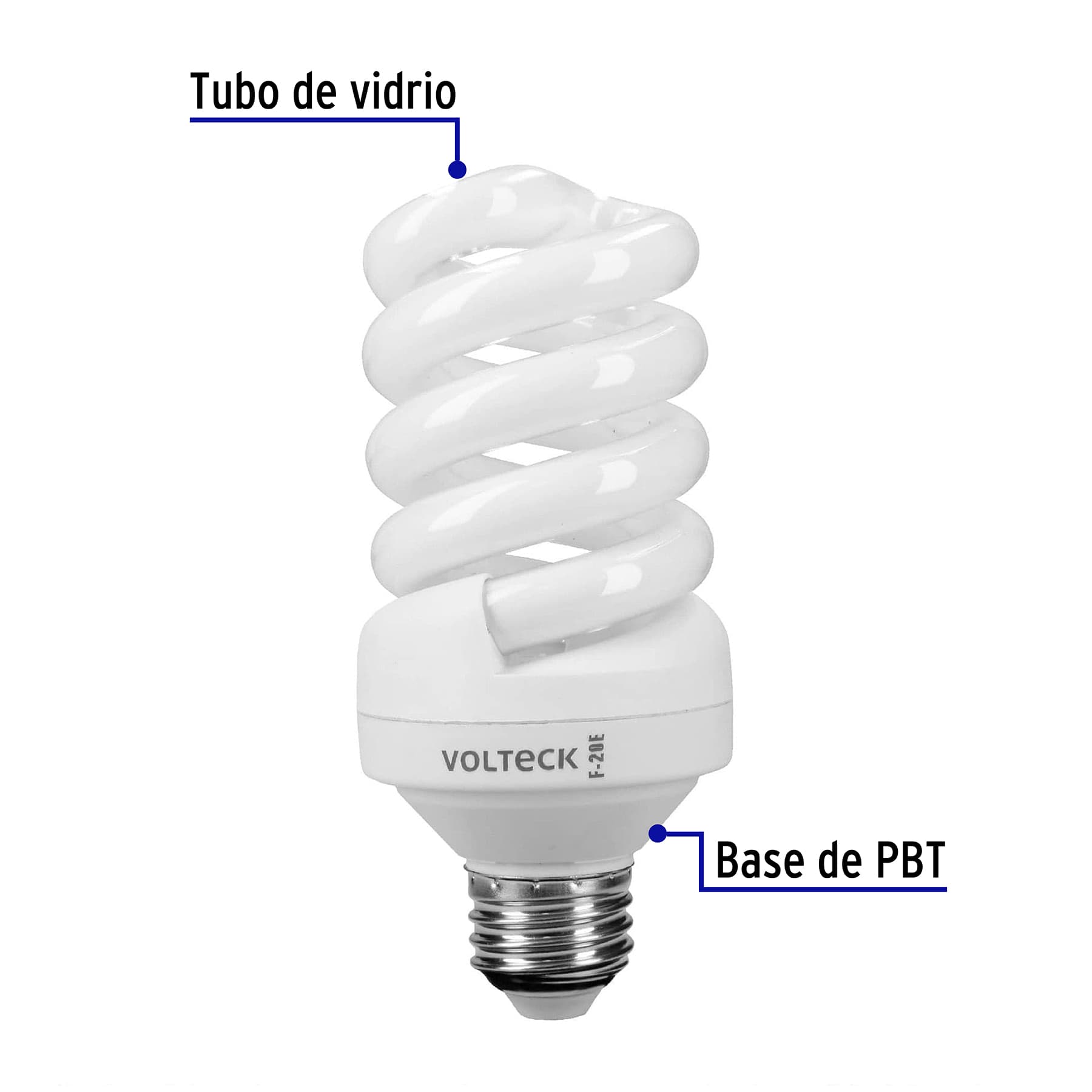 Lámpara espiral T4 20 W luz de día en blíster, Volteck, 48213