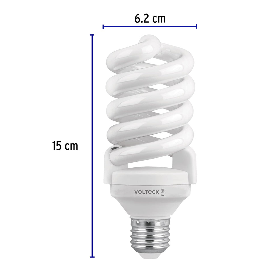Pack 2 lámparas espiral T4 24 W luz de día, blíster, Volteck Caja con 4, 46850