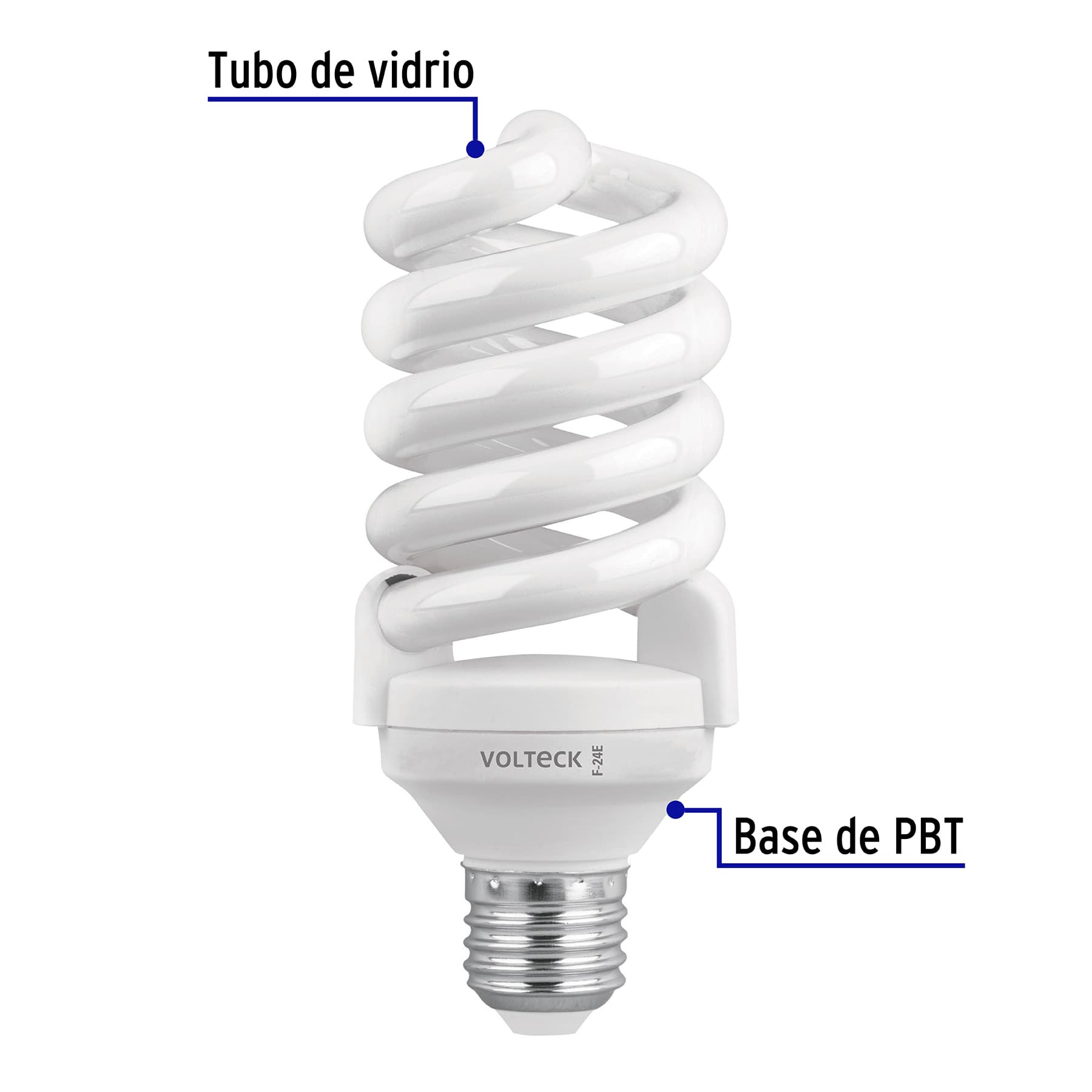 Lámpara espiral T4 24 W luz de día en blíster, Volteck, 48215