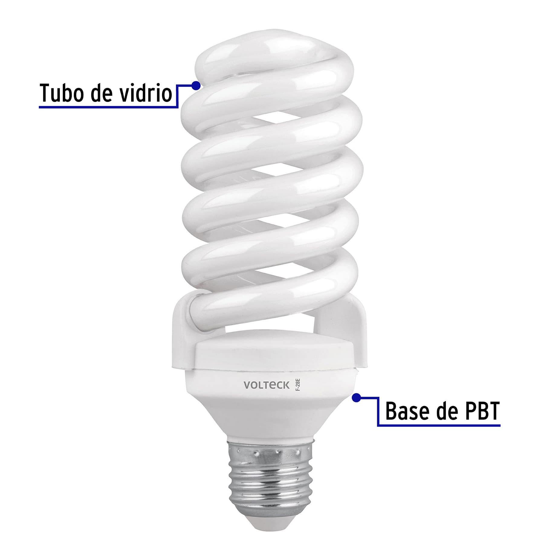 Pack 2 lámparas espiral T4 28 W luz de día, blíster, Volteck, 48004