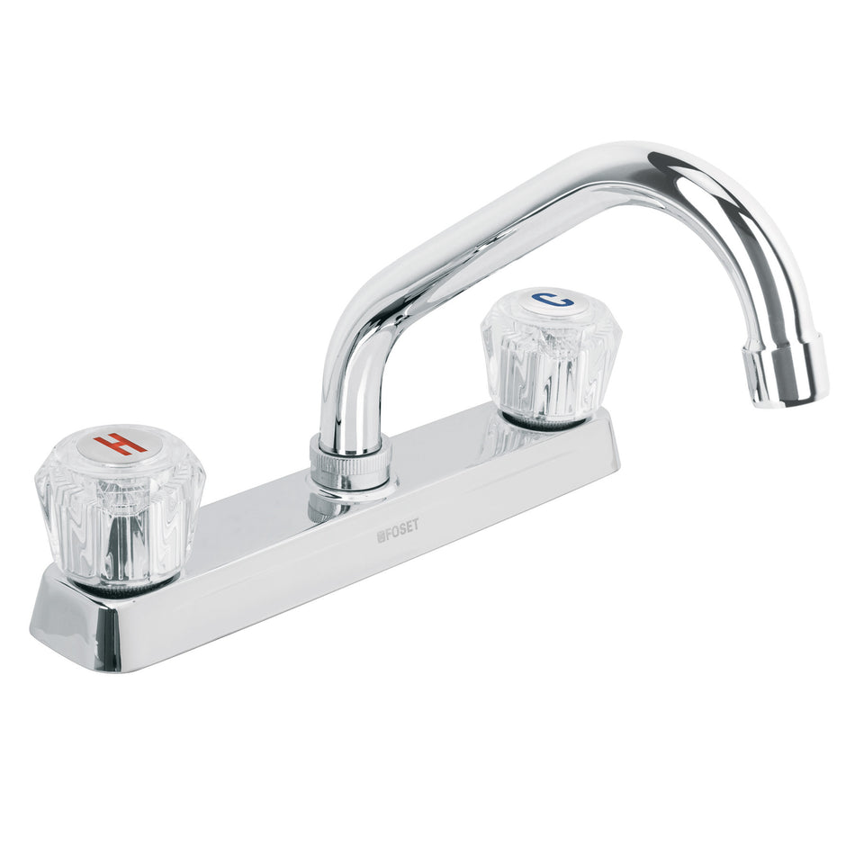 Mezcladora 8' p/fregadero, cuello corto, manerales acrílico Caja con 2, 49286
