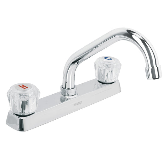 Mezcladora 8' p/fregadero, cuello corto, manerales acrílico Caja con 2, 49286