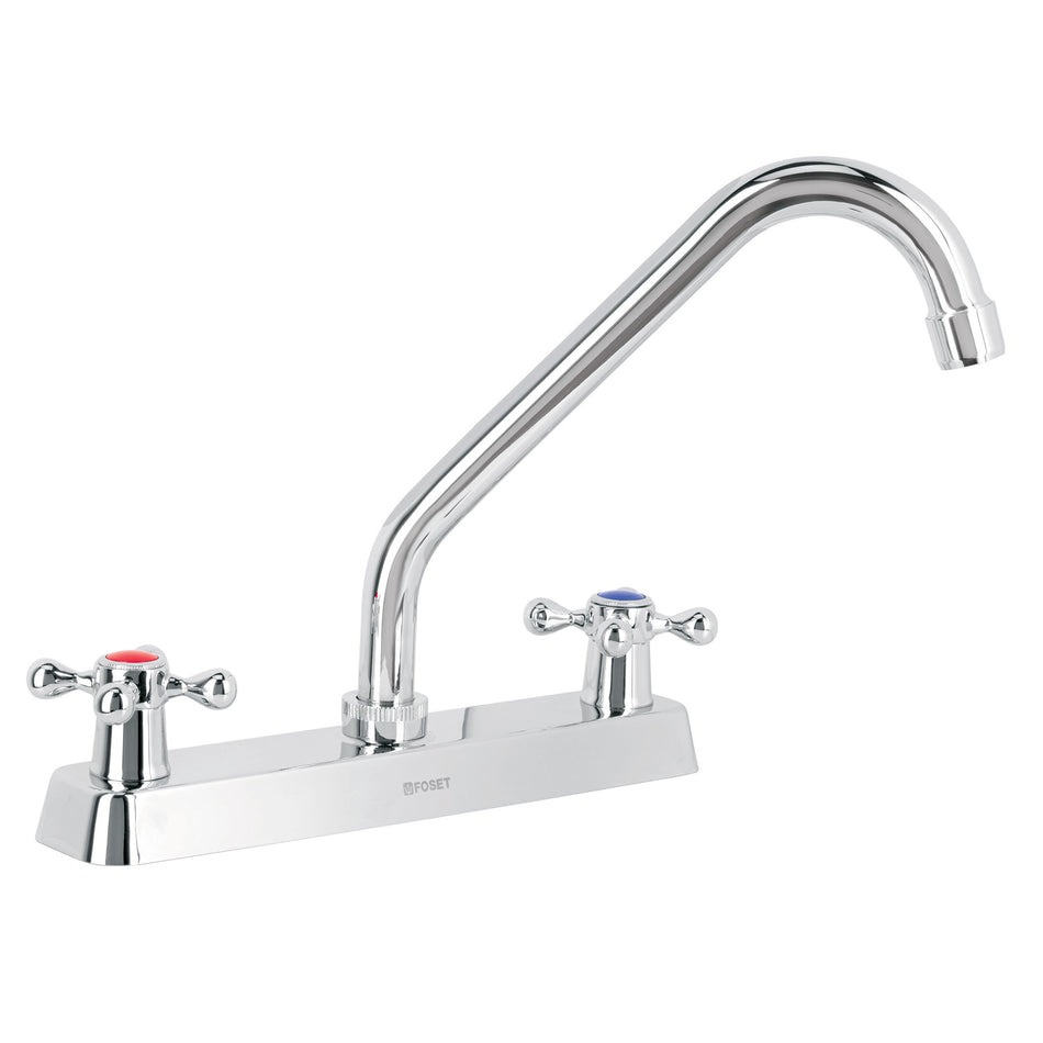 Mezcladora 8' p/fregadero, cuello largo, manerales cruceta Caja con 2, 45612