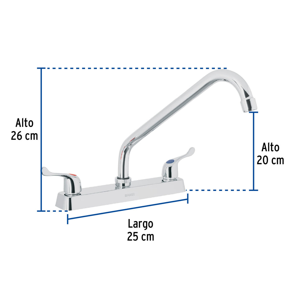 Mezcladora 8' p/fregadero, cuello largo, manerales palanca Caja con 2, 49287
