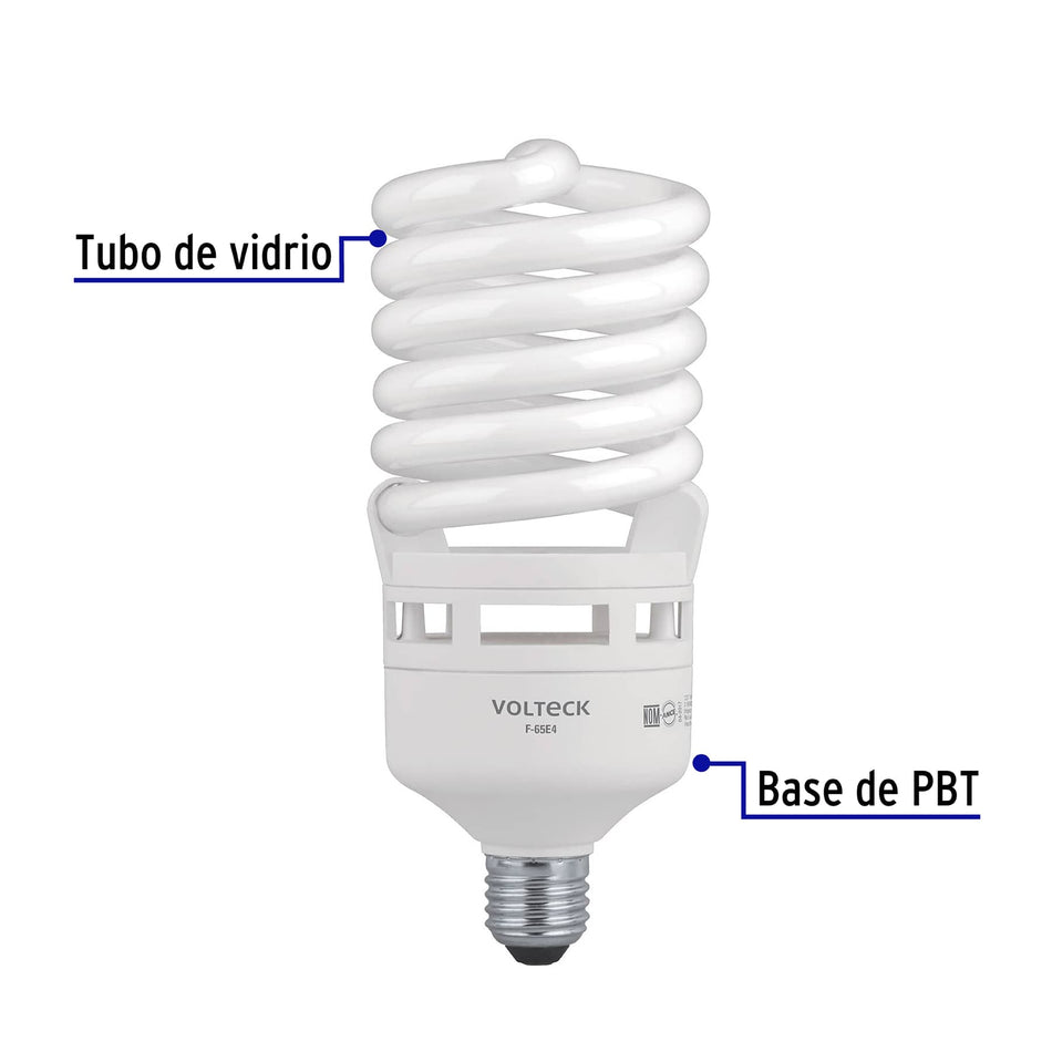 Lámpara espiral T4 65 W alta potencia luz de día, caja Caja con 2, 46830
