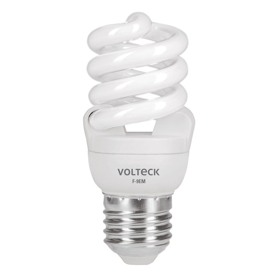 Lámpara espiral mini T2 9 W luz de día en blíster, Volteck Caja con 4, 48500