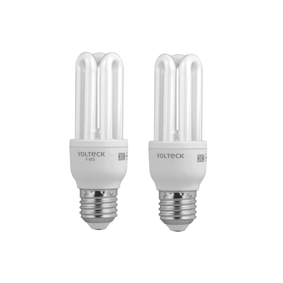 Lámpara triple T3 9 W luz de día en blíster, Volteck Caja con 4, 46843