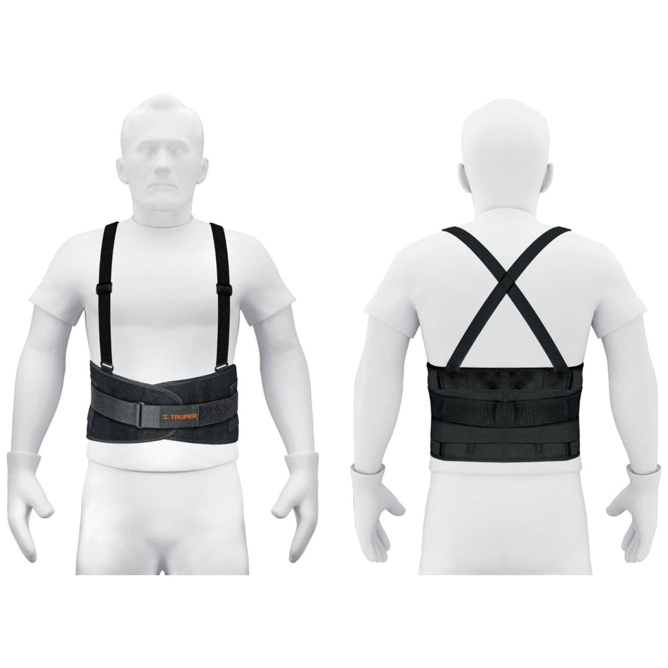 Faja lumbar con tercer cinturón, talla G, Truper Caja con 2, 14217