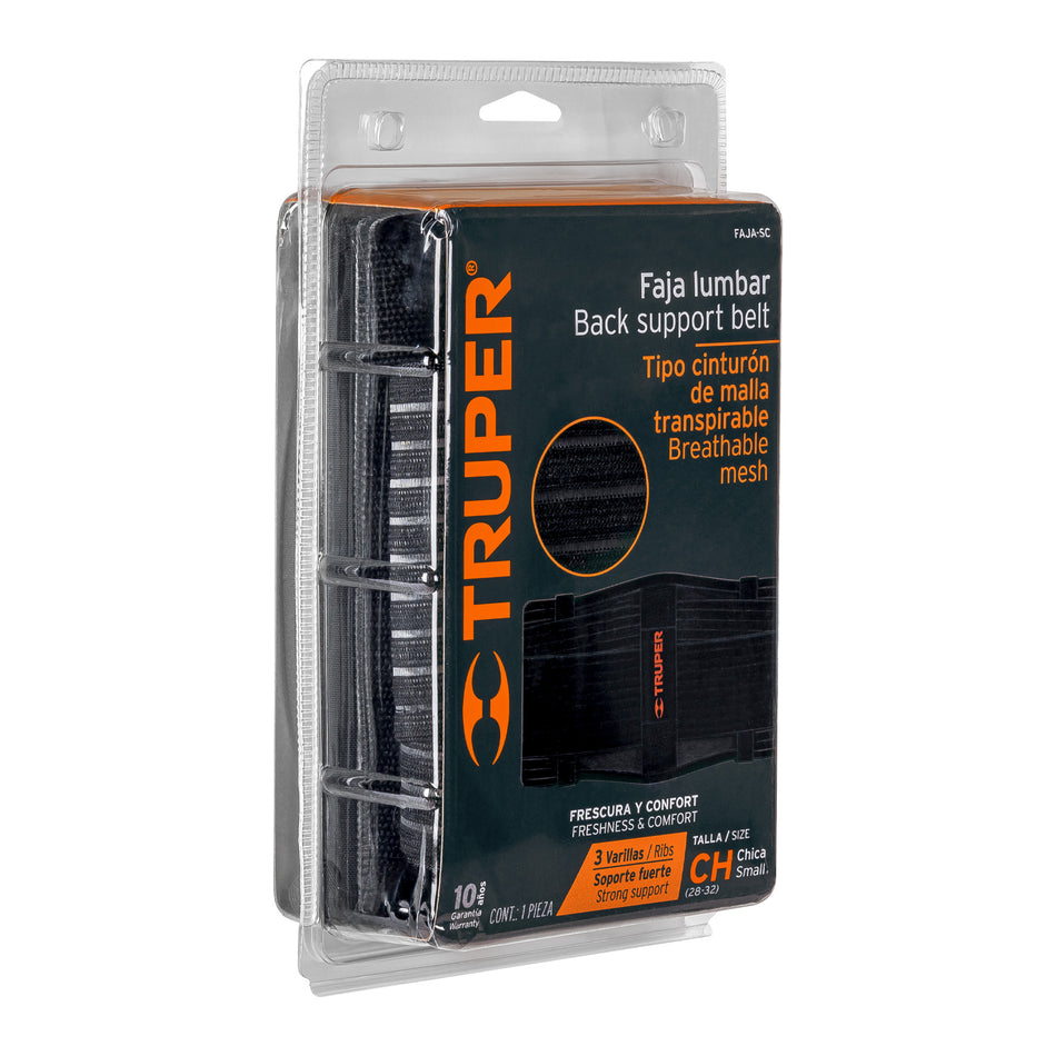 Faja lumbar tipo cinturón de malla transpirable, CH, Truper Caja con 2, 11960