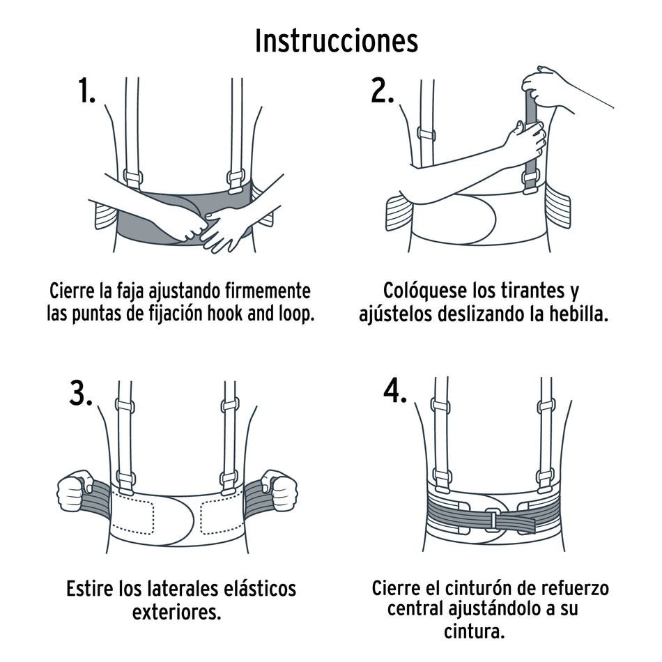 Faja lumbar con tercer cinturón, talla XG, Truper Caja con 2, 10956