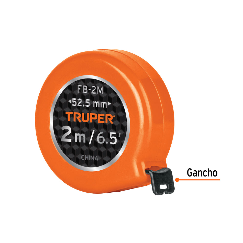 Flexómetro de bolsillo 2 m cinta 13 mm, TRUPER Caja con 6, 103090
