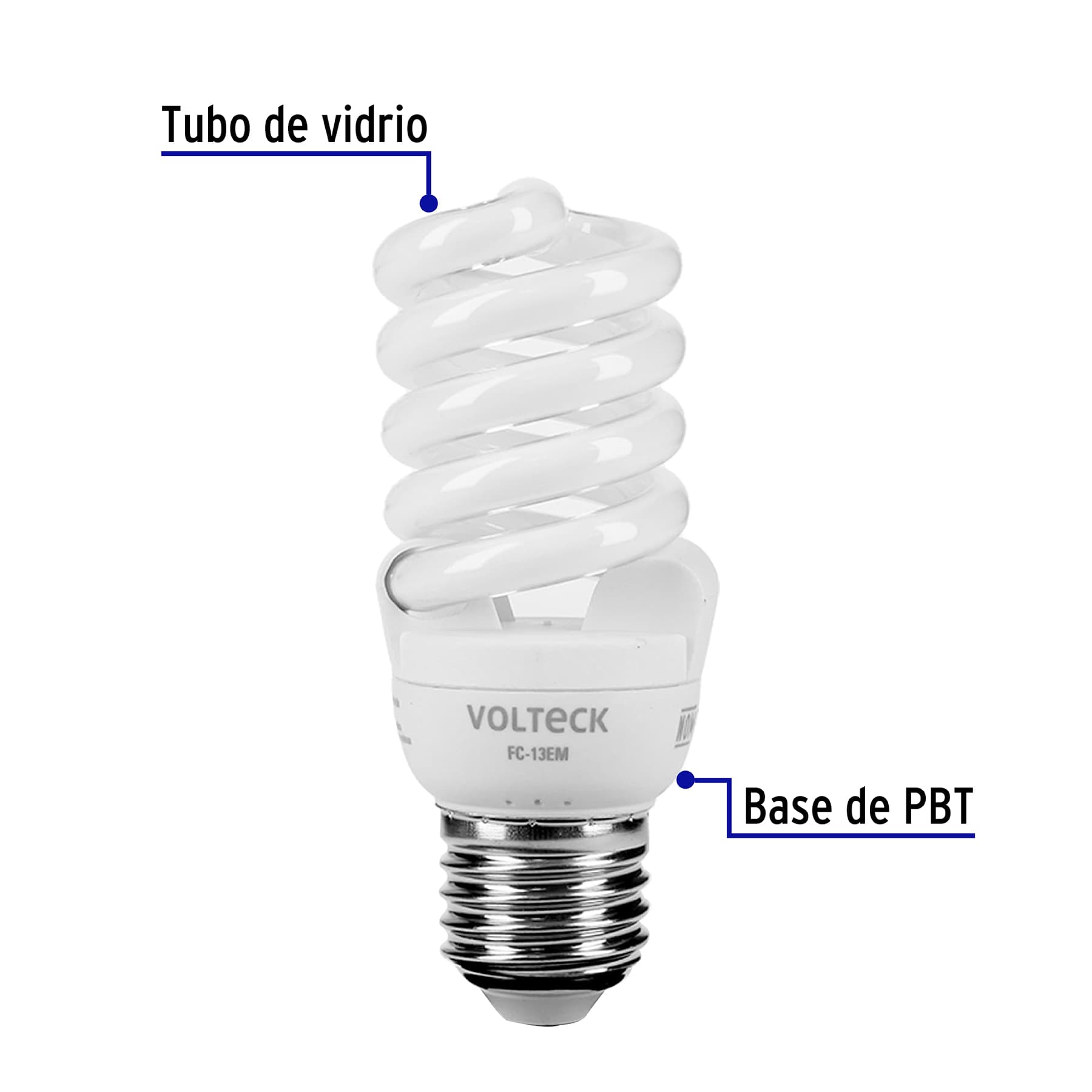 Lámpara espiral mini T2 13 W luz cálida en blíster, Volteck, 48505