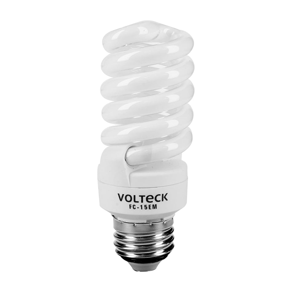 Lámpara espiral mini T2 15 W luz cálida en blíster, Volteck Caja con 4, 48205