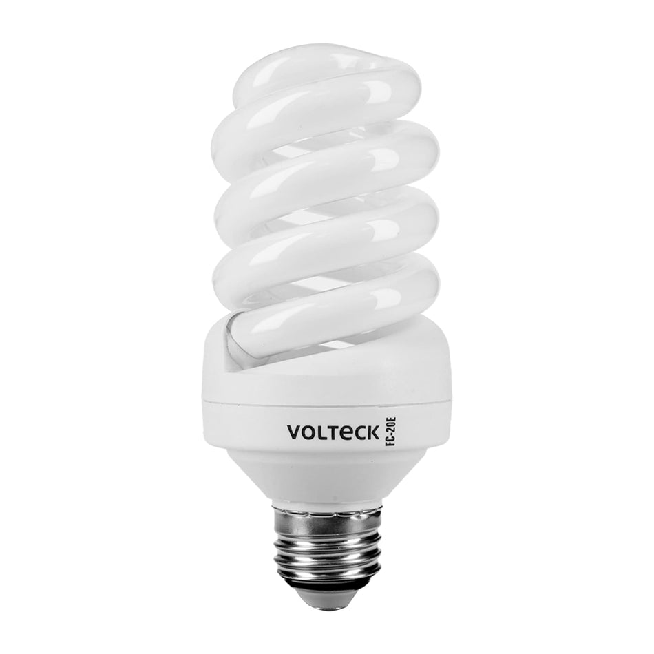 Lámpara espiral T4 20 W luz cálida en blíster, Volteck Caja con 4, 48214