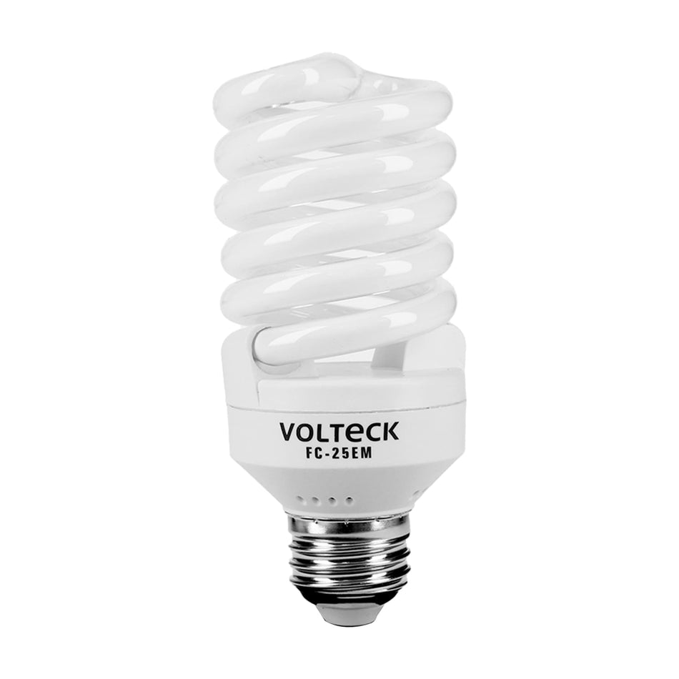 Lámpara espiral mini T2 25 W luz cálida en blíster, Volteck Caja con 4, 48507