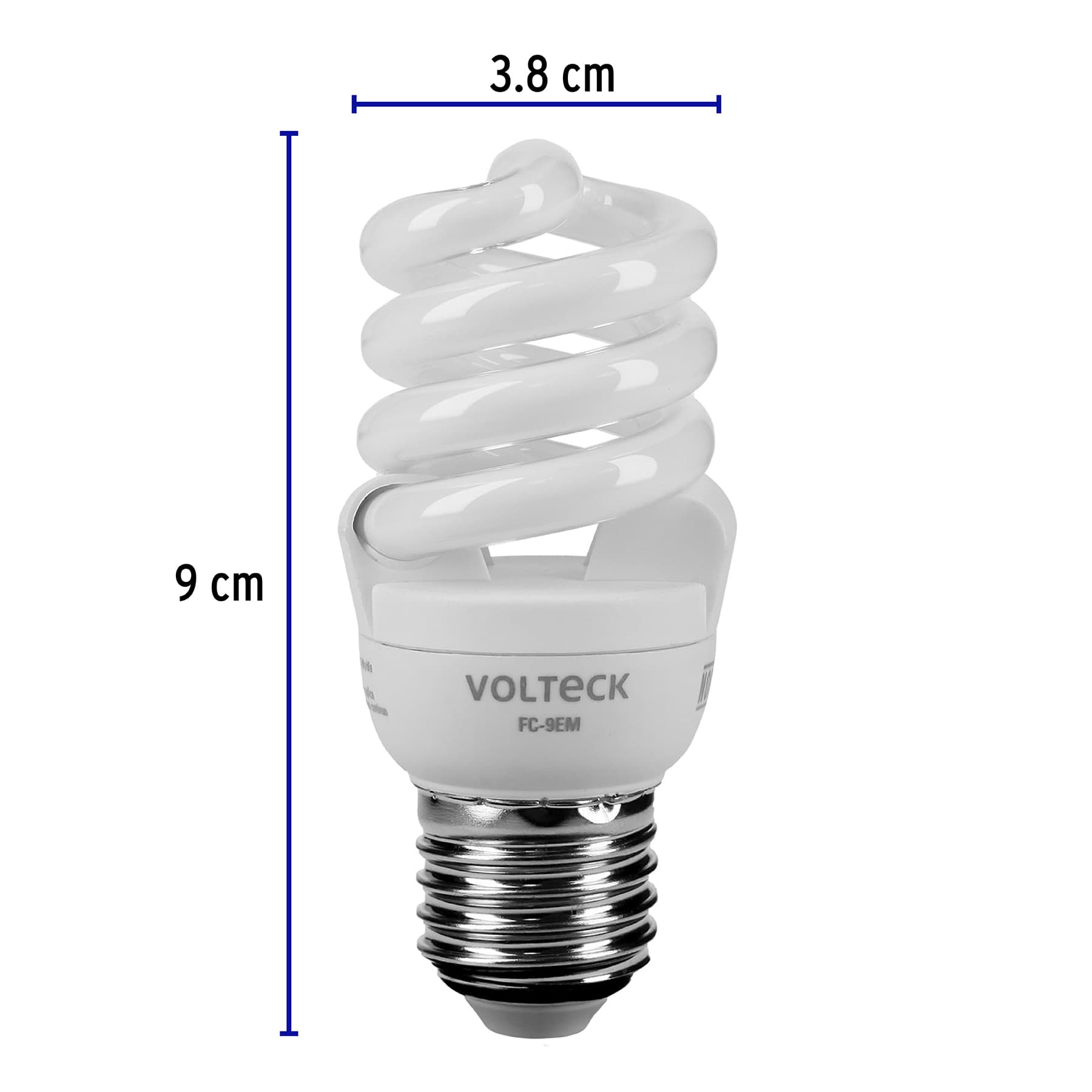 Lámpara espiral mini T2 9 W luz cálida en blíster, Volteck, 48501