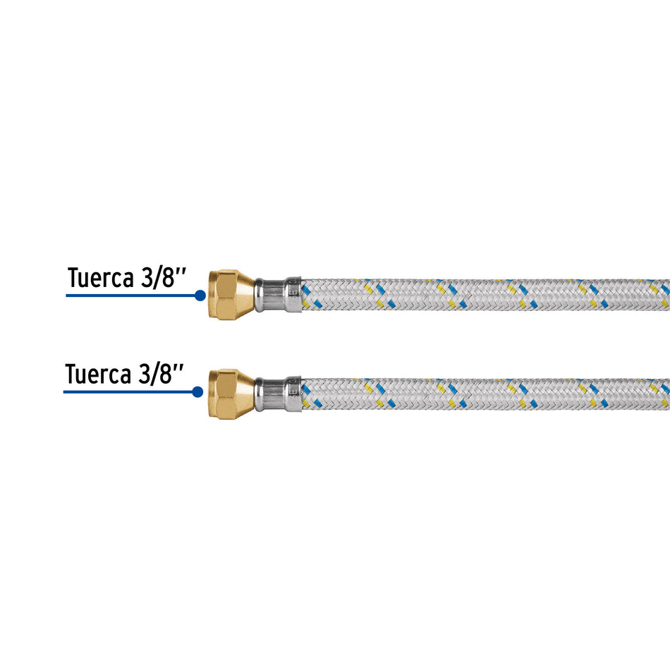 Manguera para gas, aluminio, 3/8' x 3/8', 60 cm, Foset Caja con 6, 49137