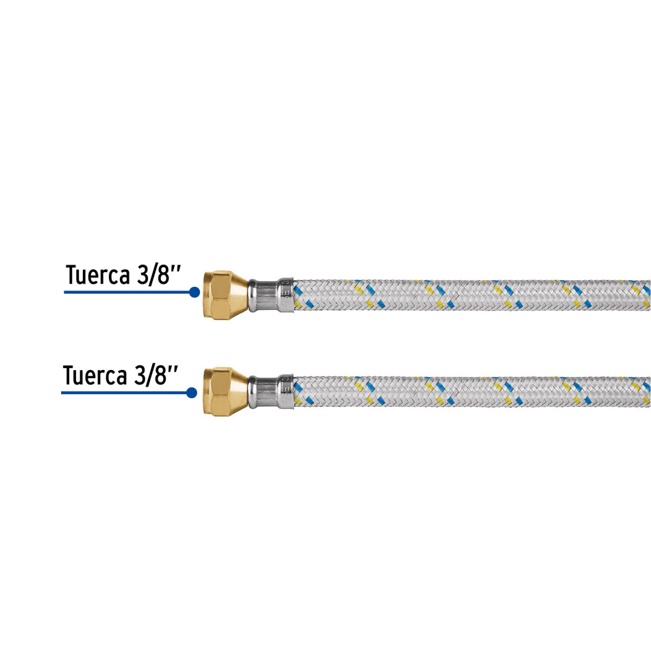 Manguera para gas, aluminio, 3/8' x 3/8', 300 cm, Foset Caja con 6, 49141