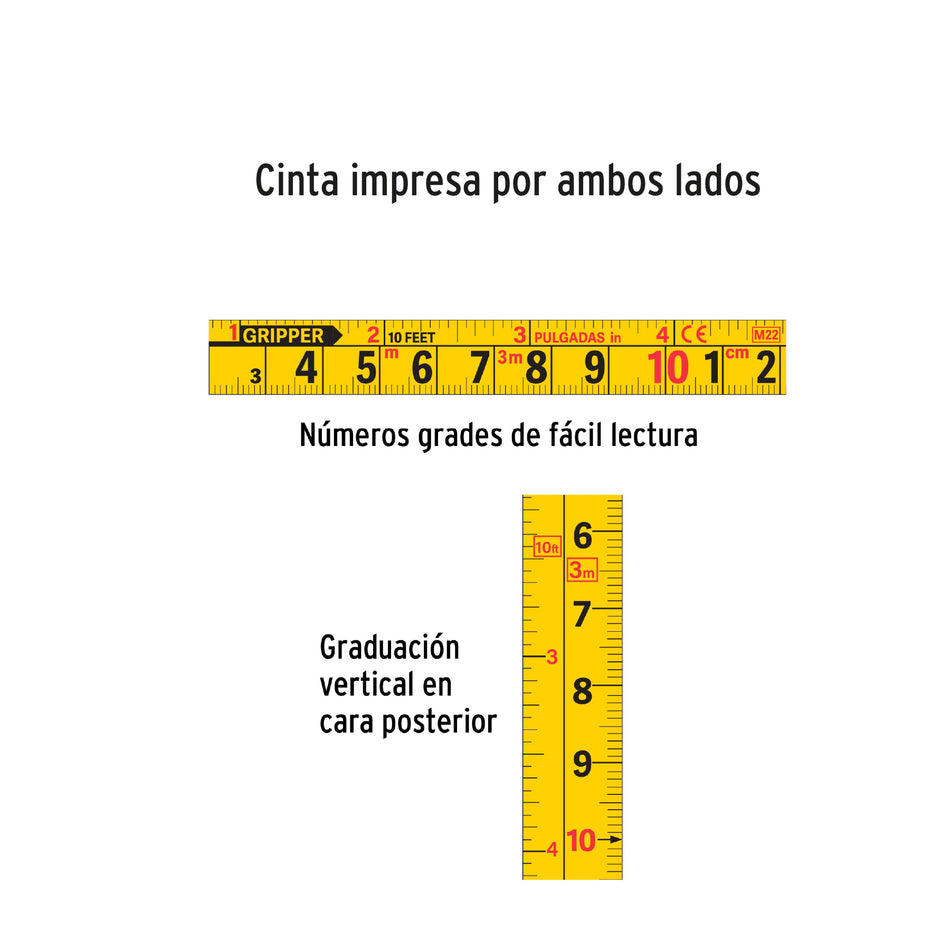 Flexómetro Gripper 5 m cinta 13 mm display box con 12 piezas Caja con 12, 102664