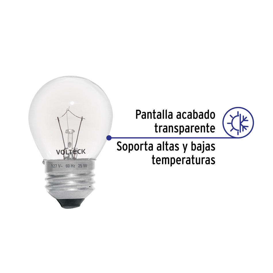 Foco incandescente 25W para horno/refrigerador, transparente Caja con 10, 49384