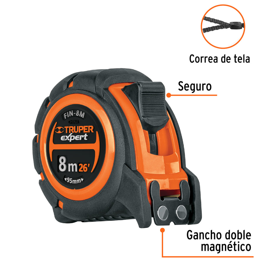 Flexómetro industrial contra impactos 8 m cinta 25 mm Caja con 3, 12696